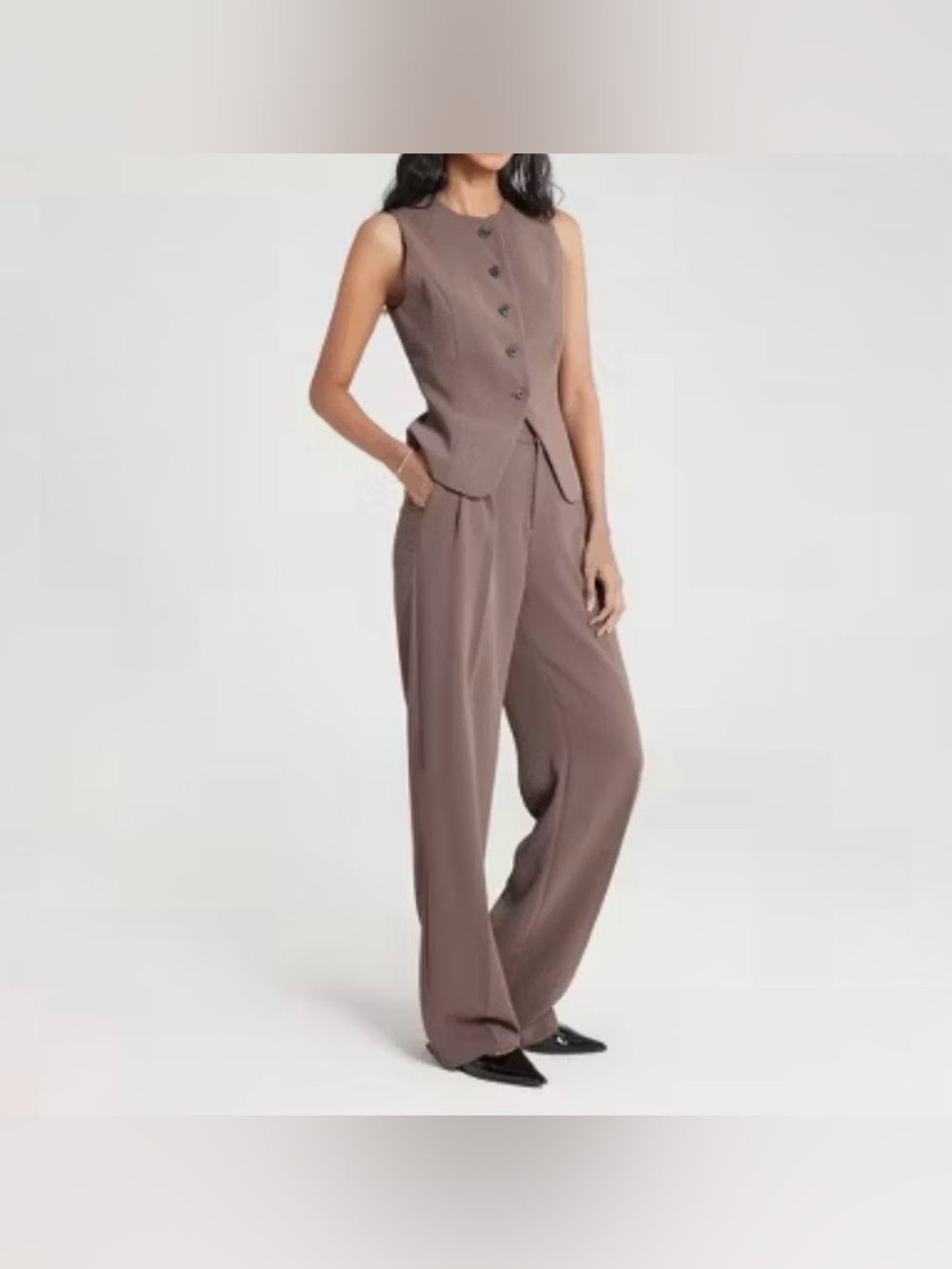 Women's Long Waistcoat Vest - A New Day™ Black-size:L - Picture 6 of 7